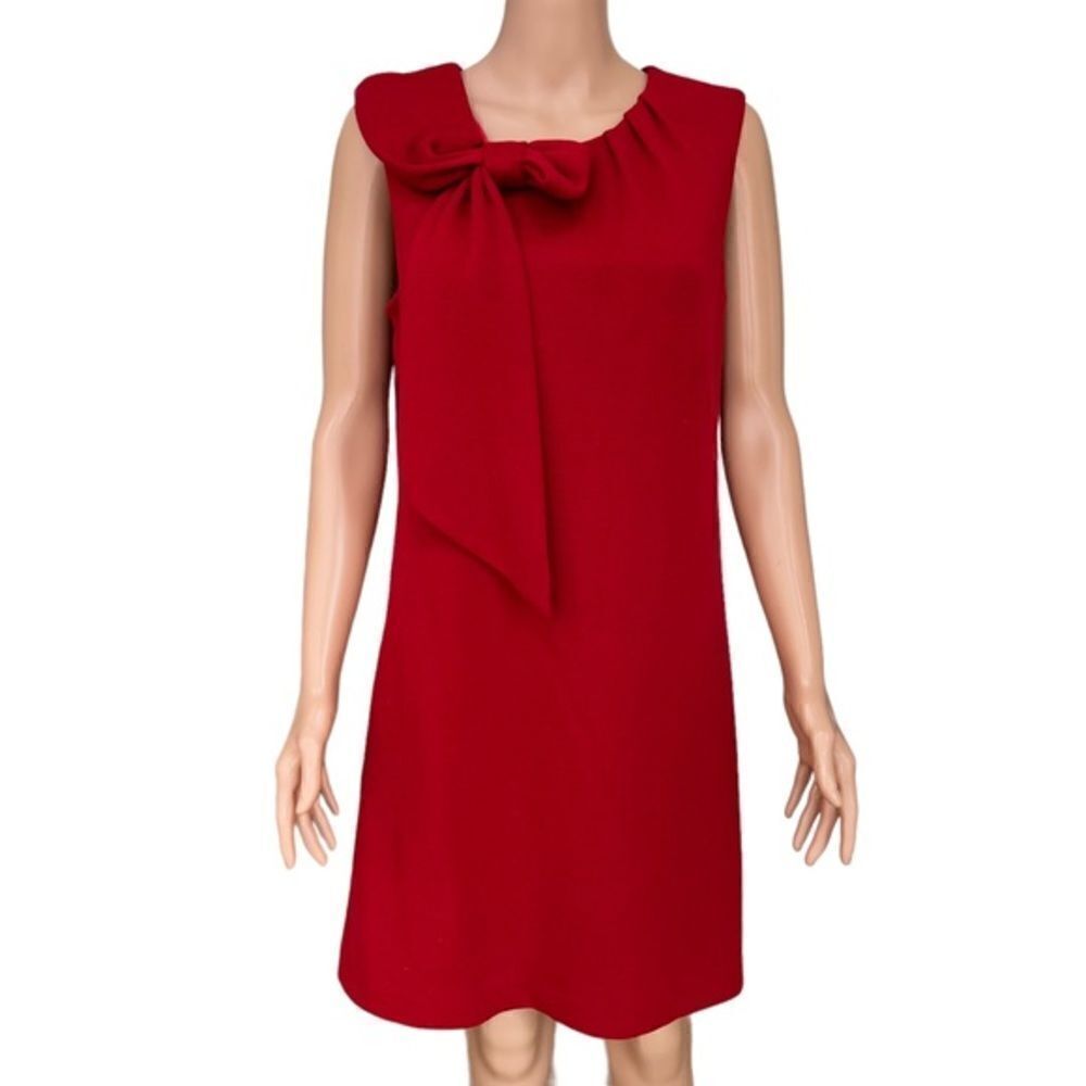 Milly wool blend red Dress with Side Neck Bow size L
